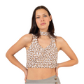 Crop Top Beige Animal Print con Choker | MQM