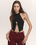 Crop Top Broche Negro