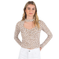 Polera Animal Print Beige con Chocker y Diseño Moderno | MQM