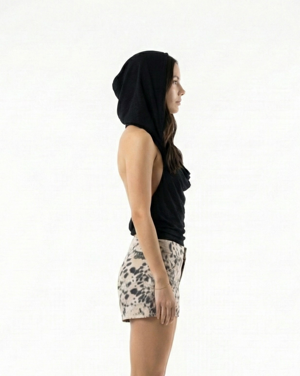 Crop Top Capucha Negro