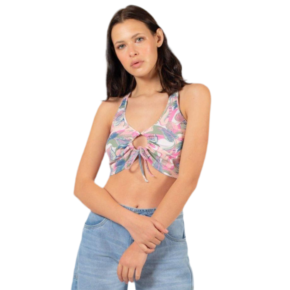 Peto Tropical Estampado Rosa con Escote en V | Adriana - MQM