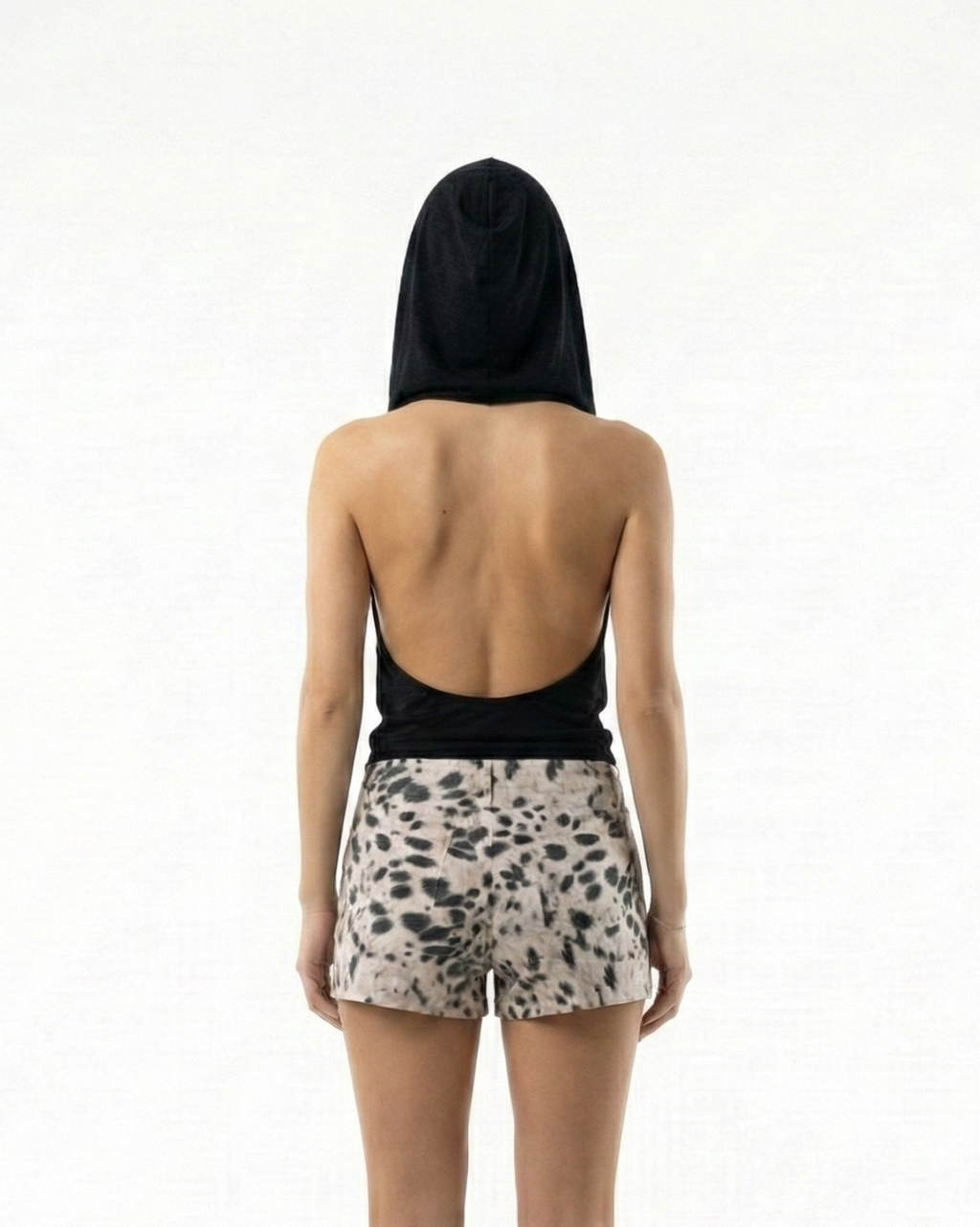Crop Top Capucha Negro