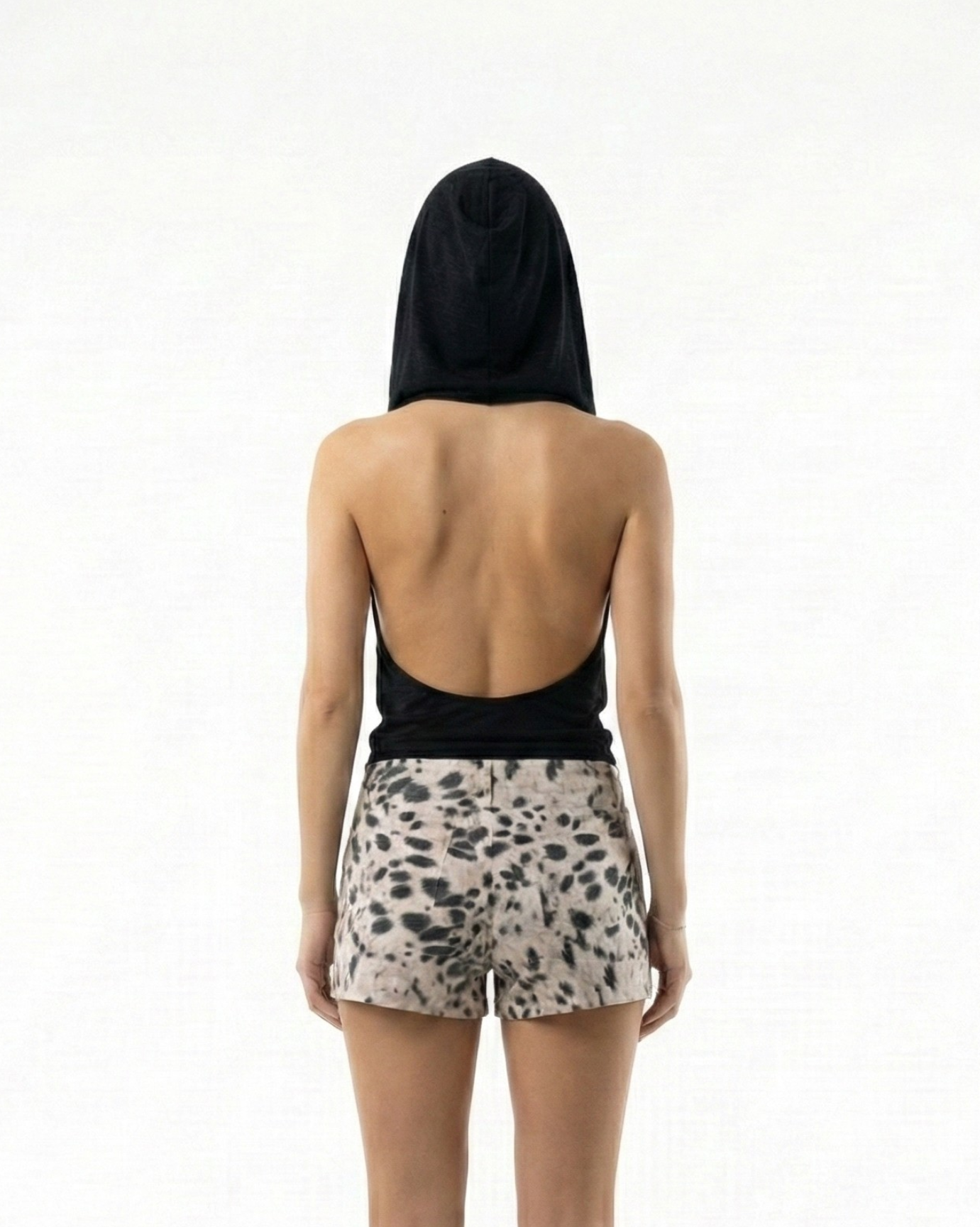 Crop Top Capucha Negro