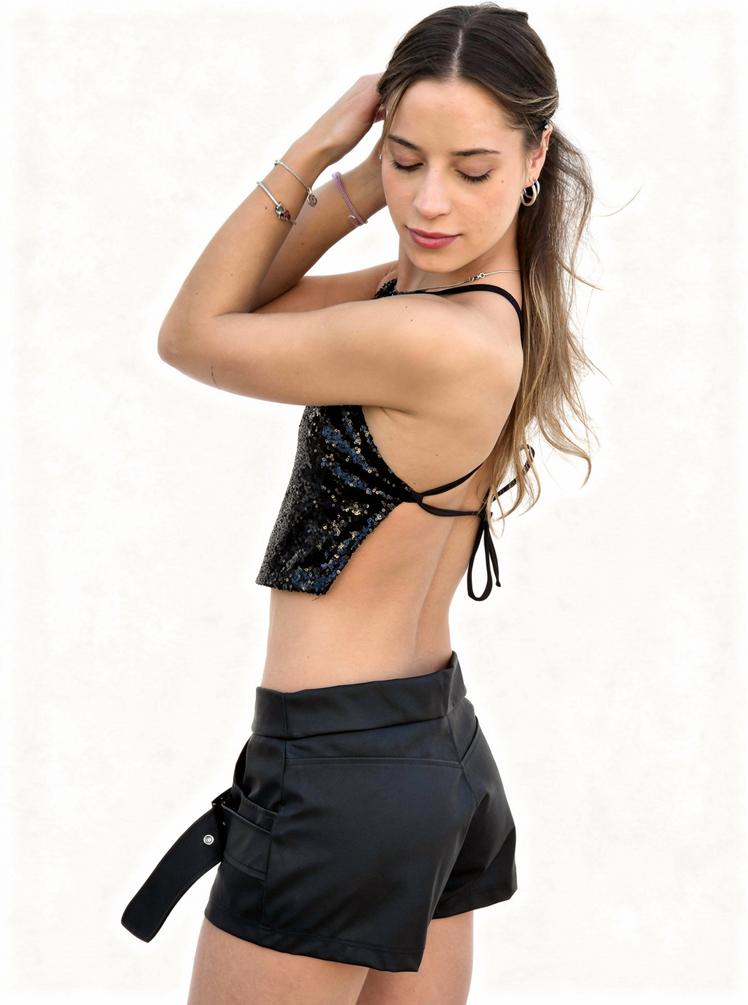 Crop Top Lentejuelas Negro