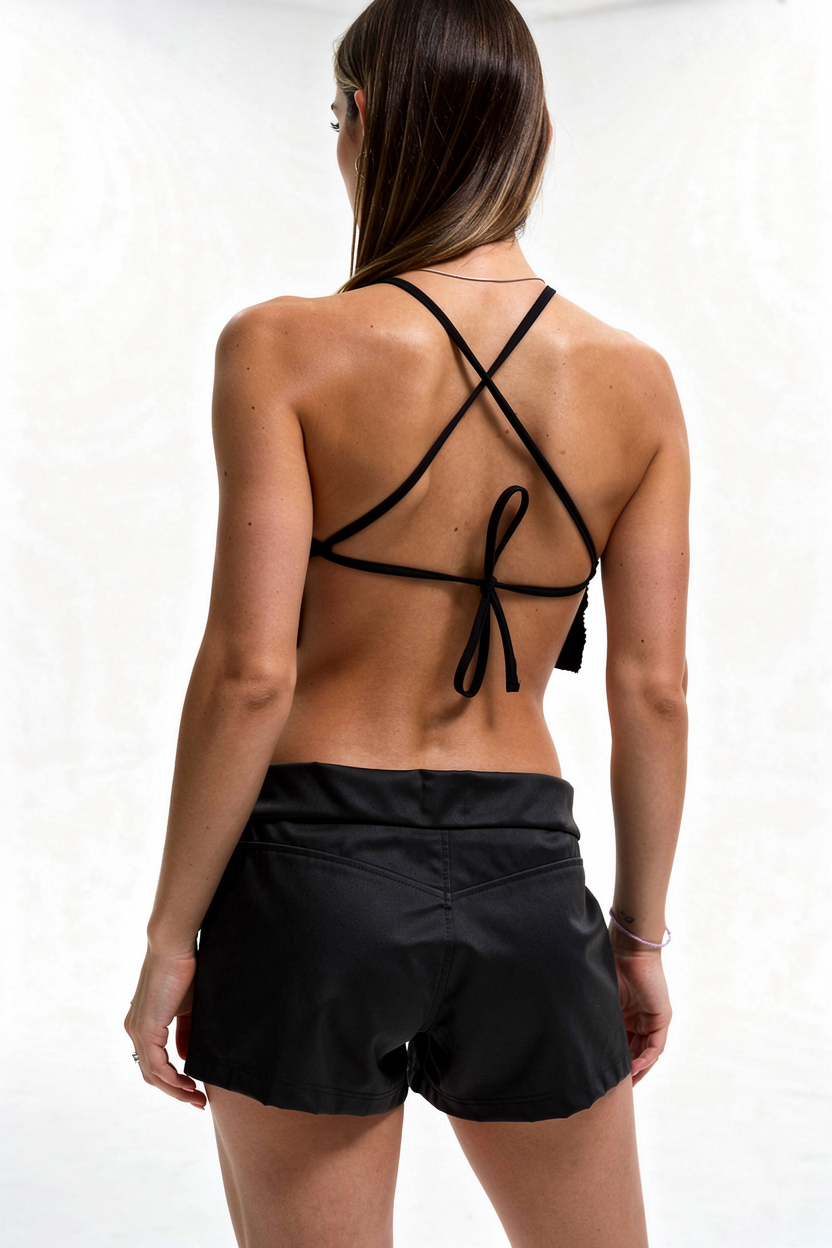 Crop Top Lentejuelas Negro