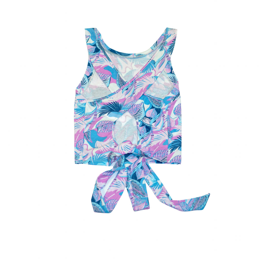 Polera Azul Tropical con Estampado y Lazo Ajustable | MQM