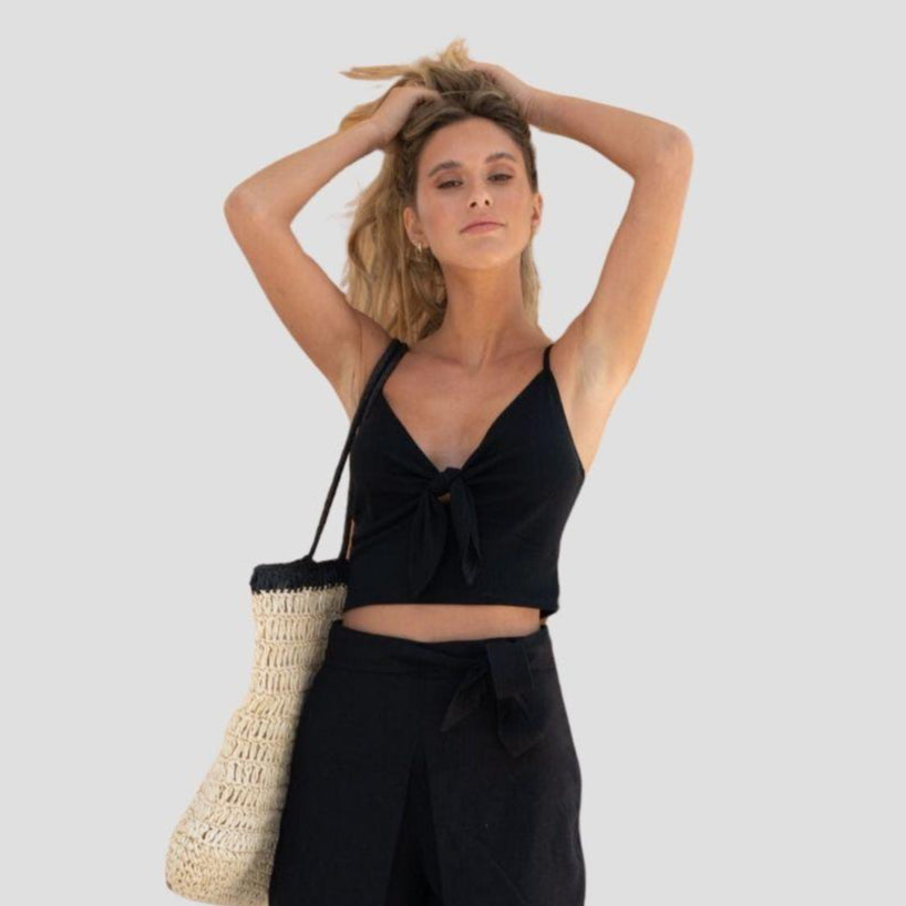 Crop Popeye Amarra Negro - MQM