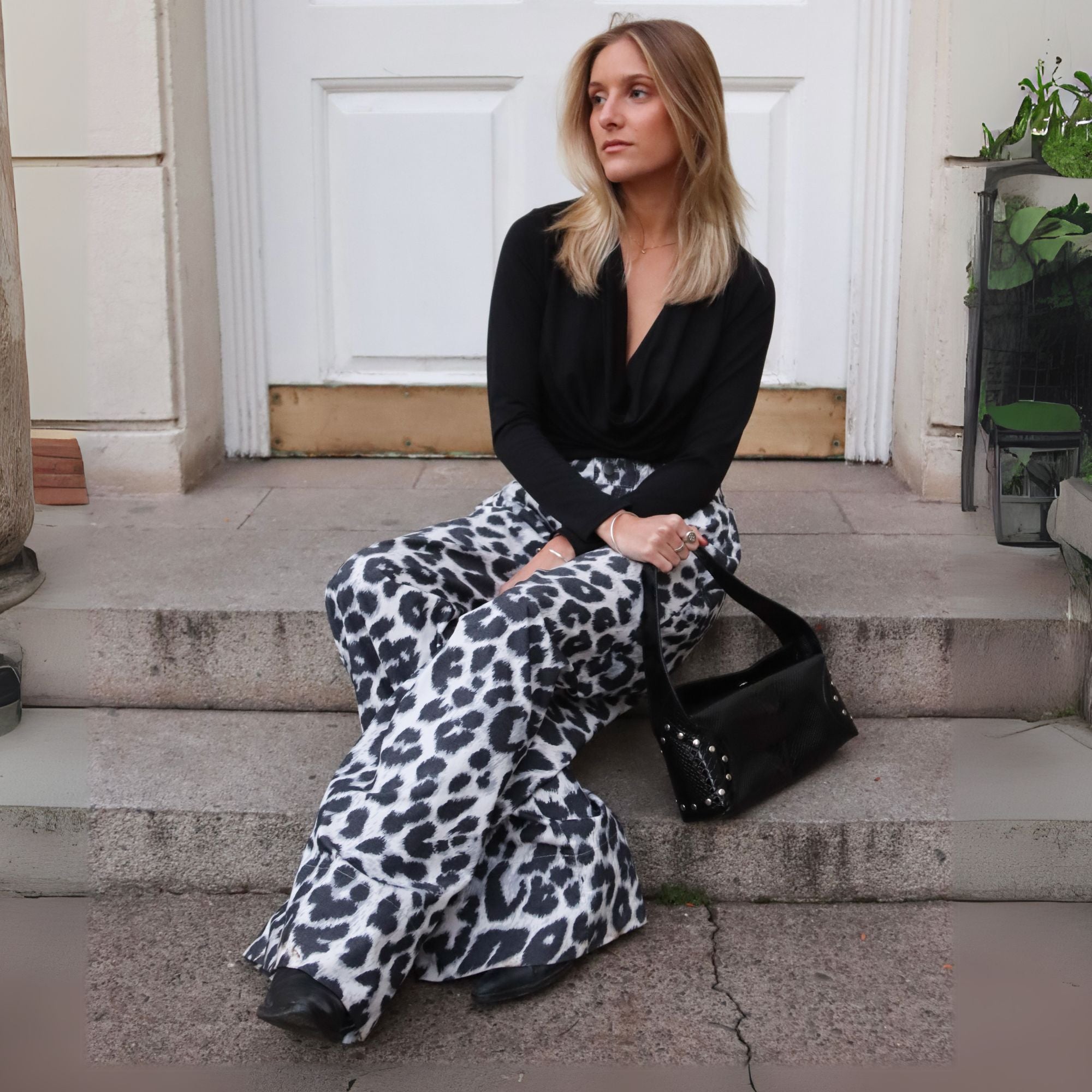 Pantalón Leopardo Tiro Bajo Gabardina | MQM