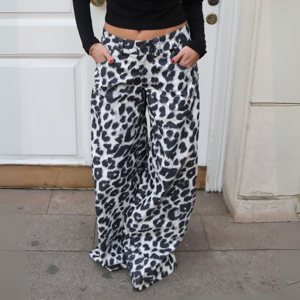 Pantalón Leopardo Tiro Bajo Gabardina | MQM