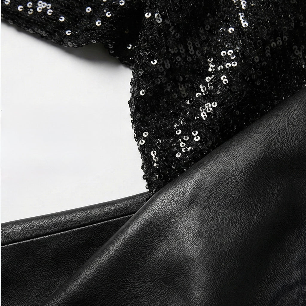 Crop Top Lentejuelas Negro