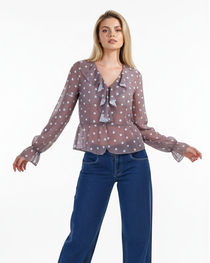 Blusa Dots Taupe