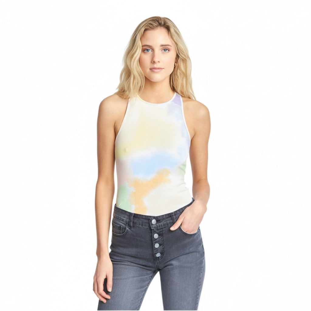 Body Tie Dye Multicolor Acanalado con Cuello Redondo | MQM