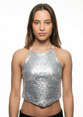 Crop Top Lentejuelas Plateado
