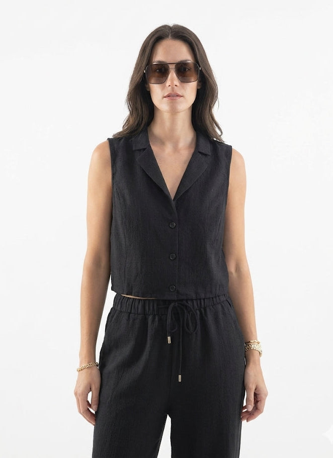 Vest Lino Negro