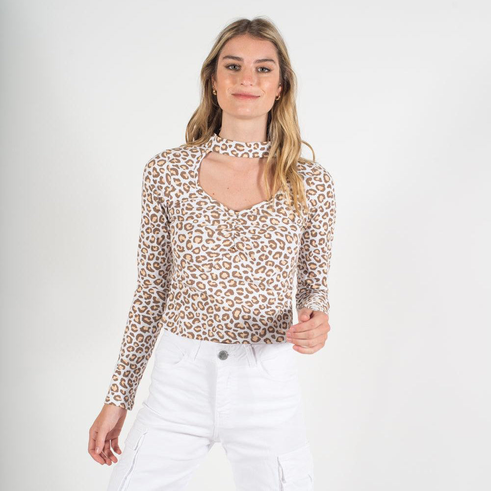 Polera Chocker Chita Beige - MQM