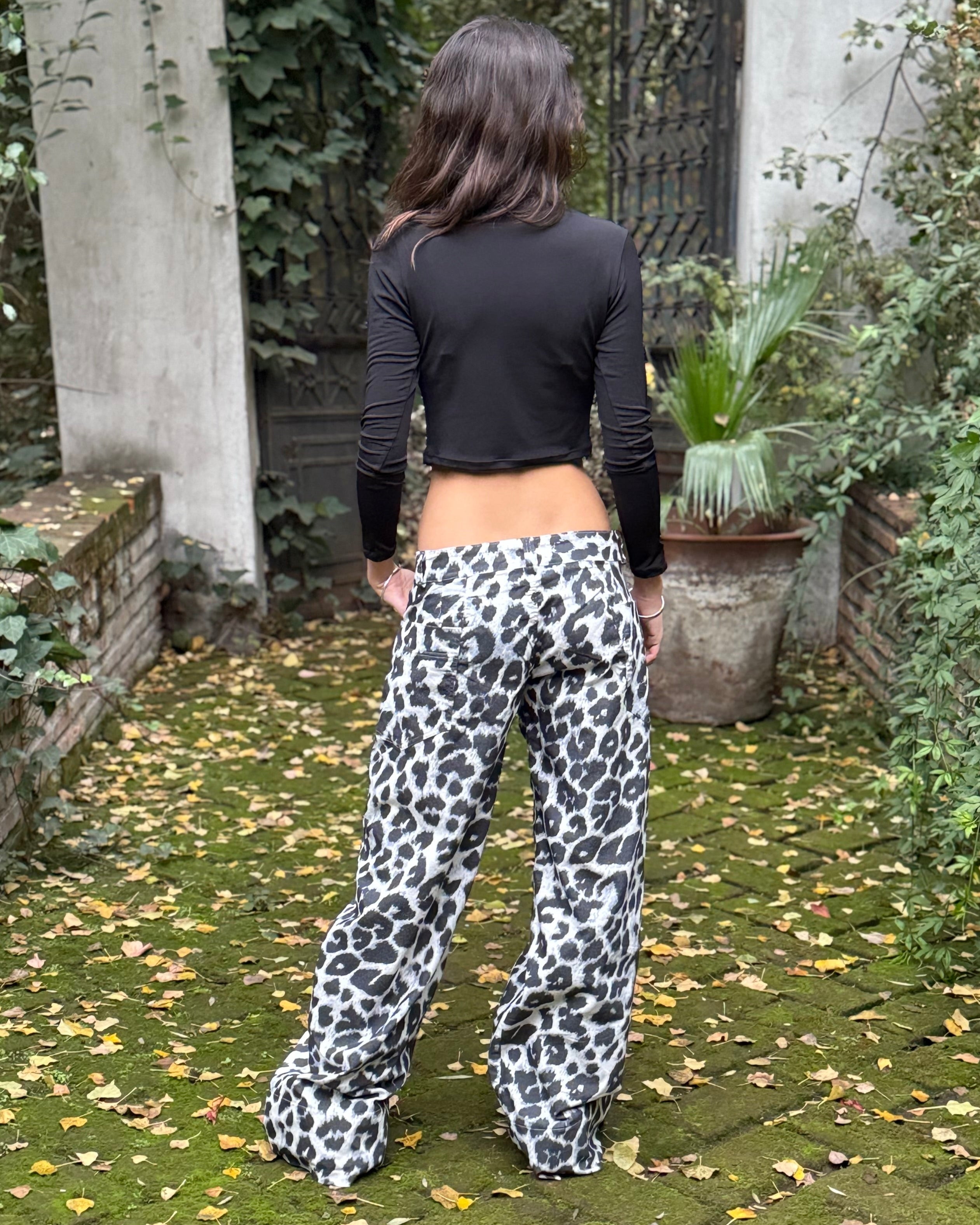 Pantalón Leopardo Tiro Bajo Gabardina | MQM