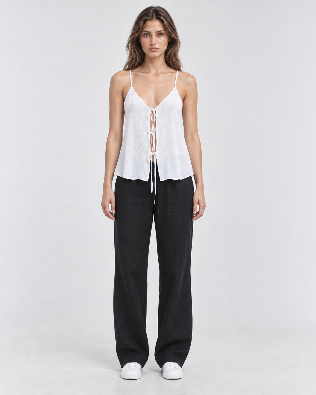 Blusa blanca bambula, frente