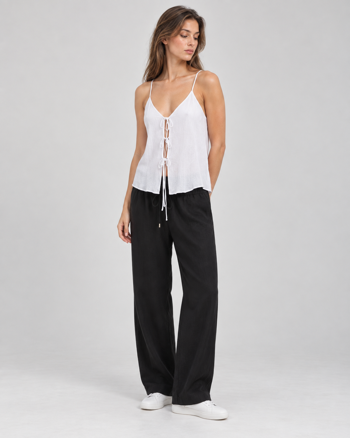 Blusa blanca bambula, tres cuartos