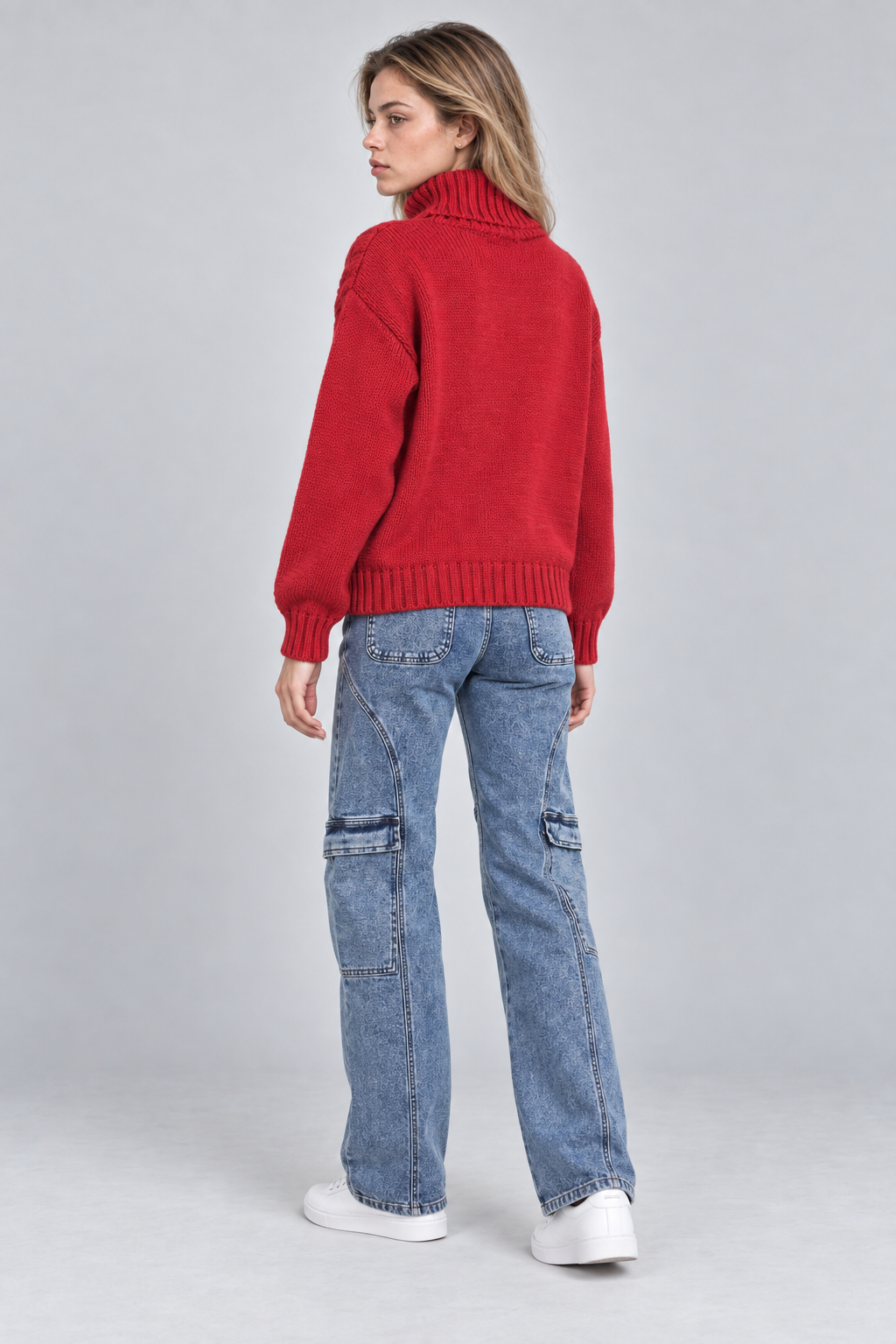 Sweater Mujer Rojo Tejido con trenzas delanteras | BESTS- MQM