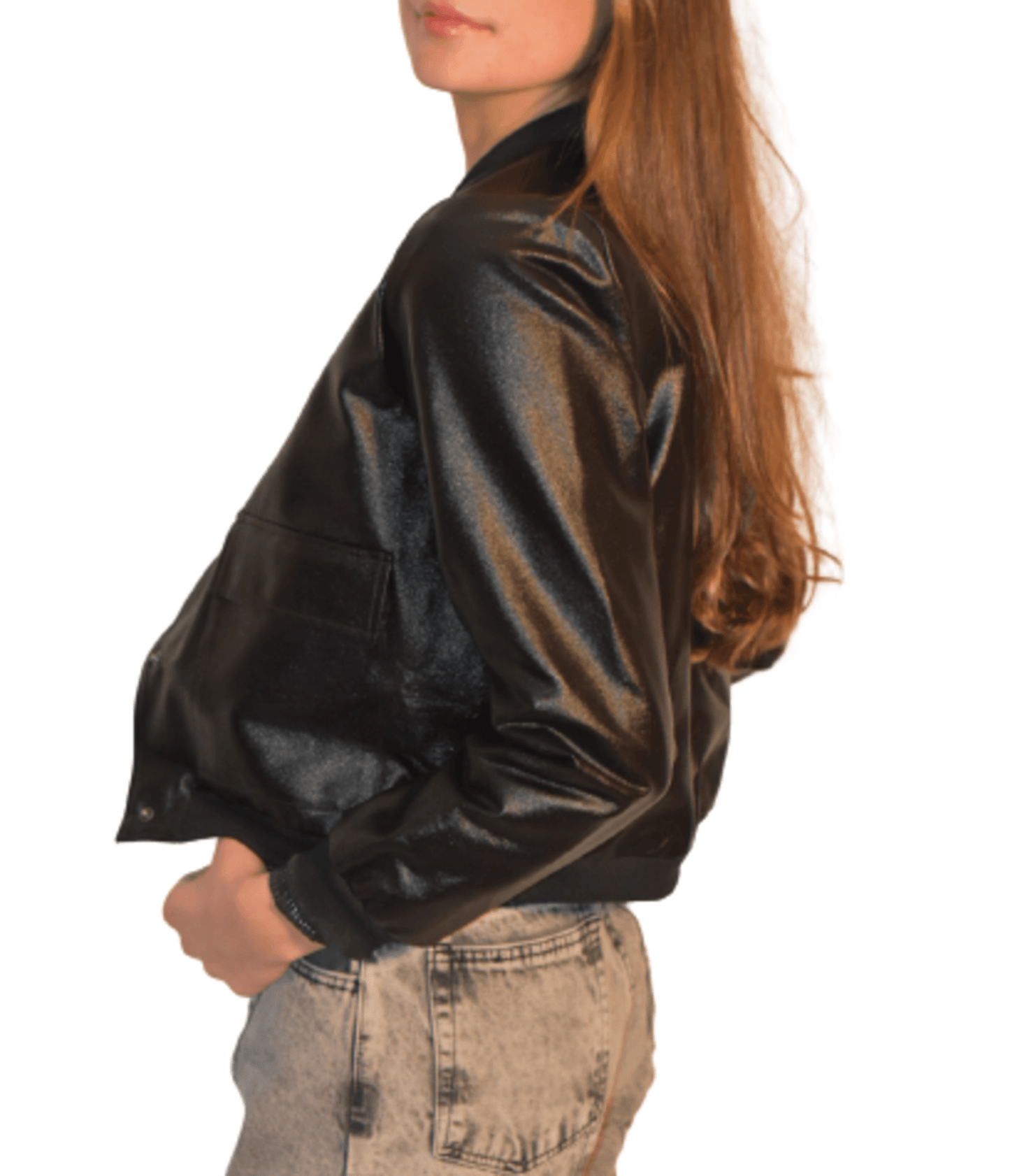 Chaqueta Bling Negra con diseño de bolsillos de broche y pretina ajustable, ideal para un look sofisticado en moda femenina