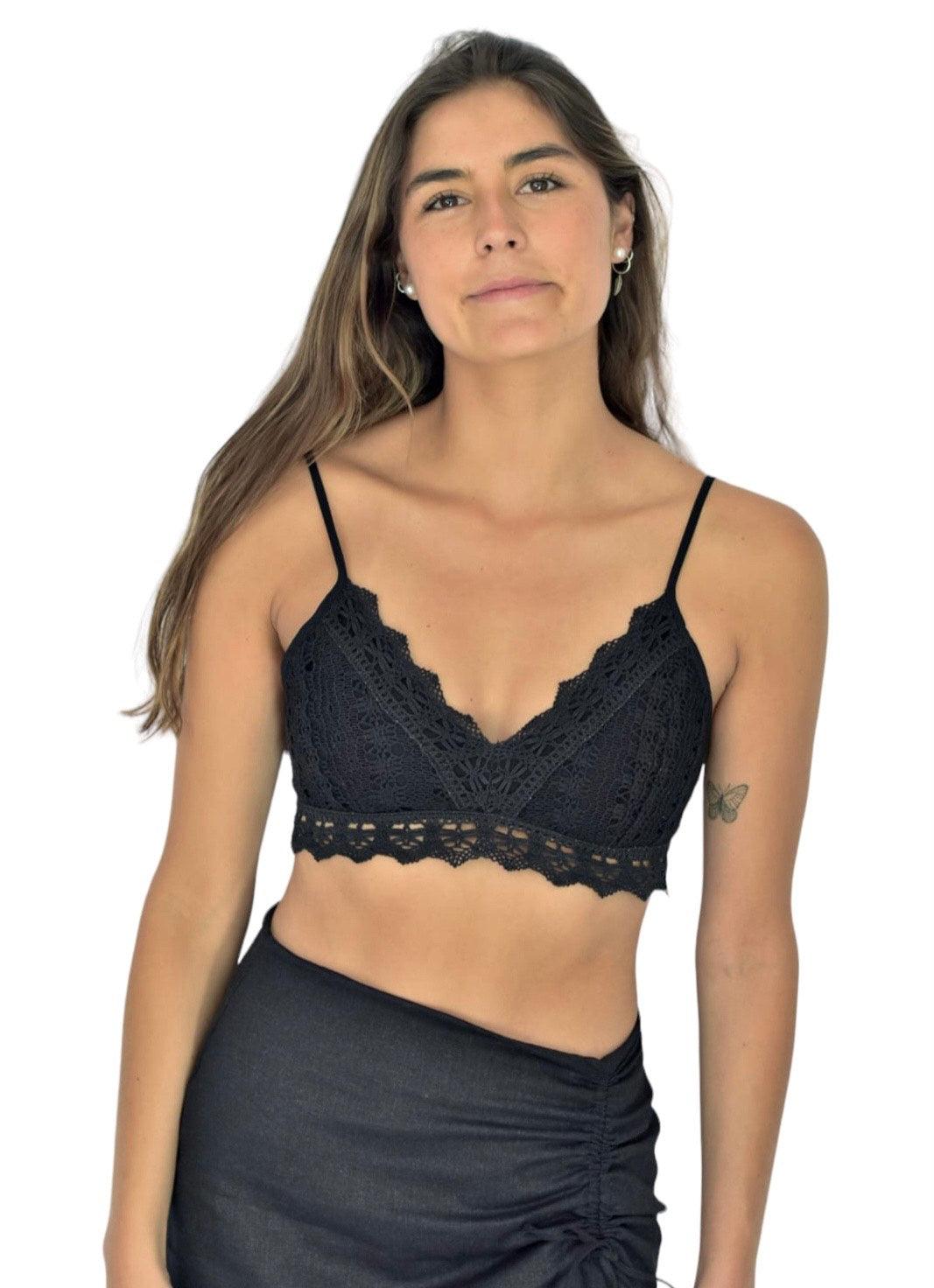 Crop Macramé Negro - MQM