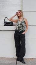 Crop Top Drapeado Leopardo