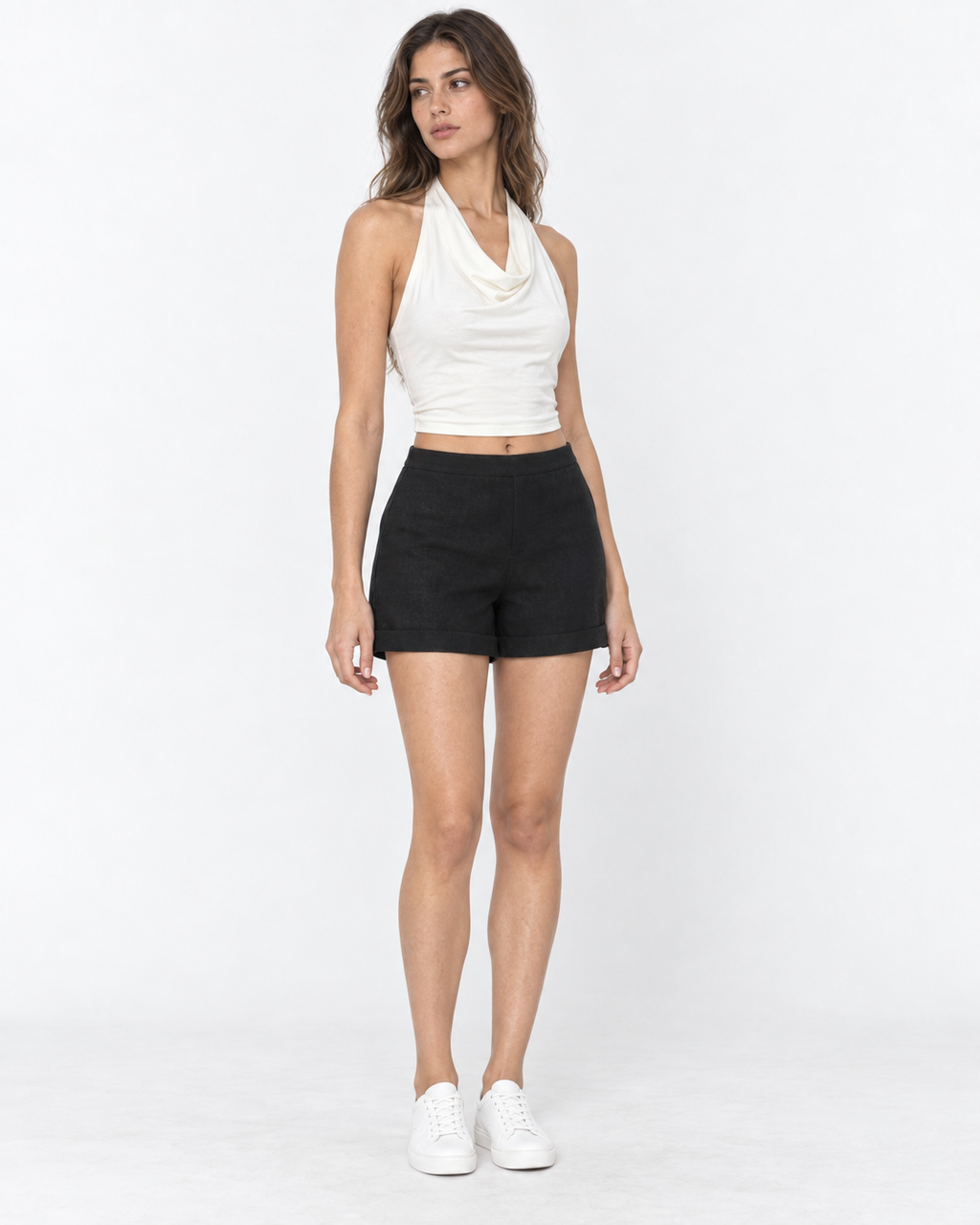 Short de lino negro Amapola