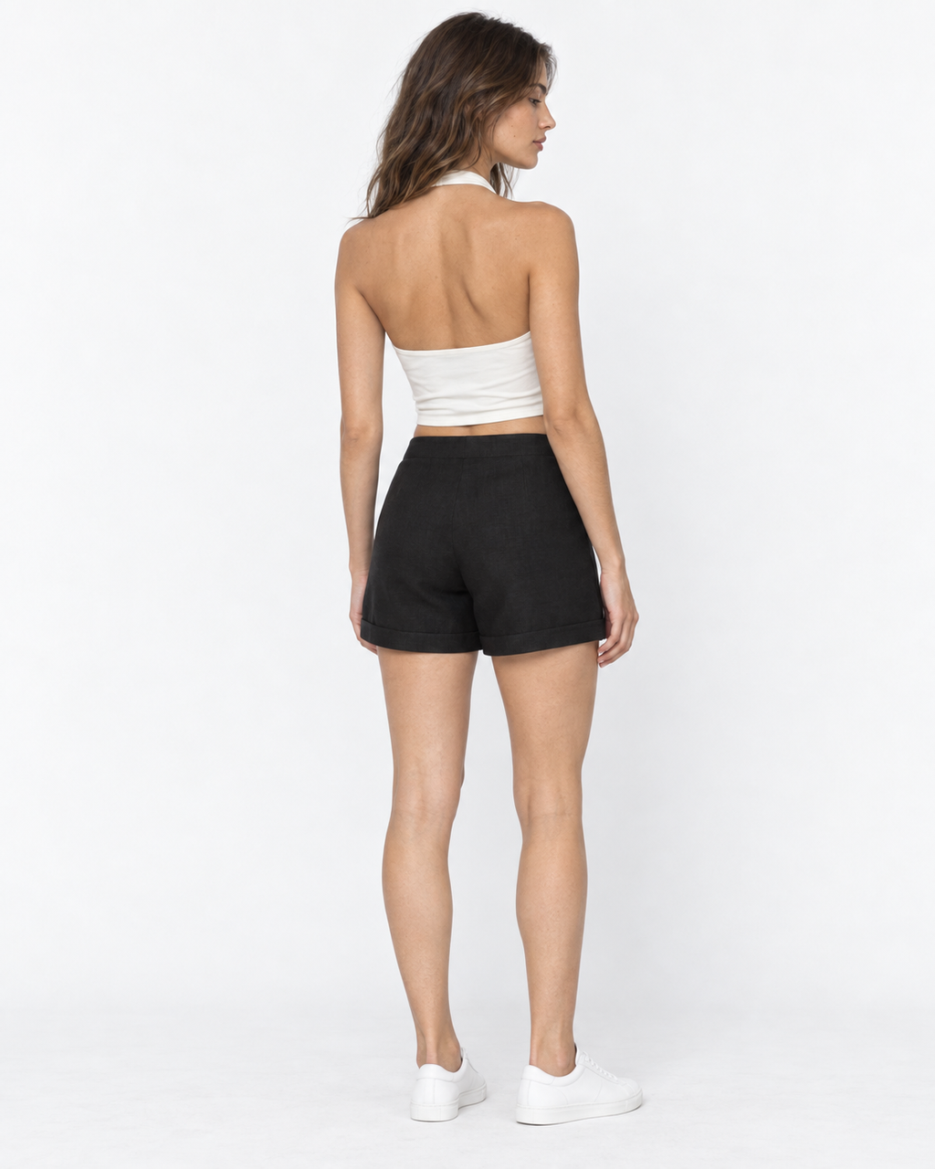 Short de lino negro Amapola