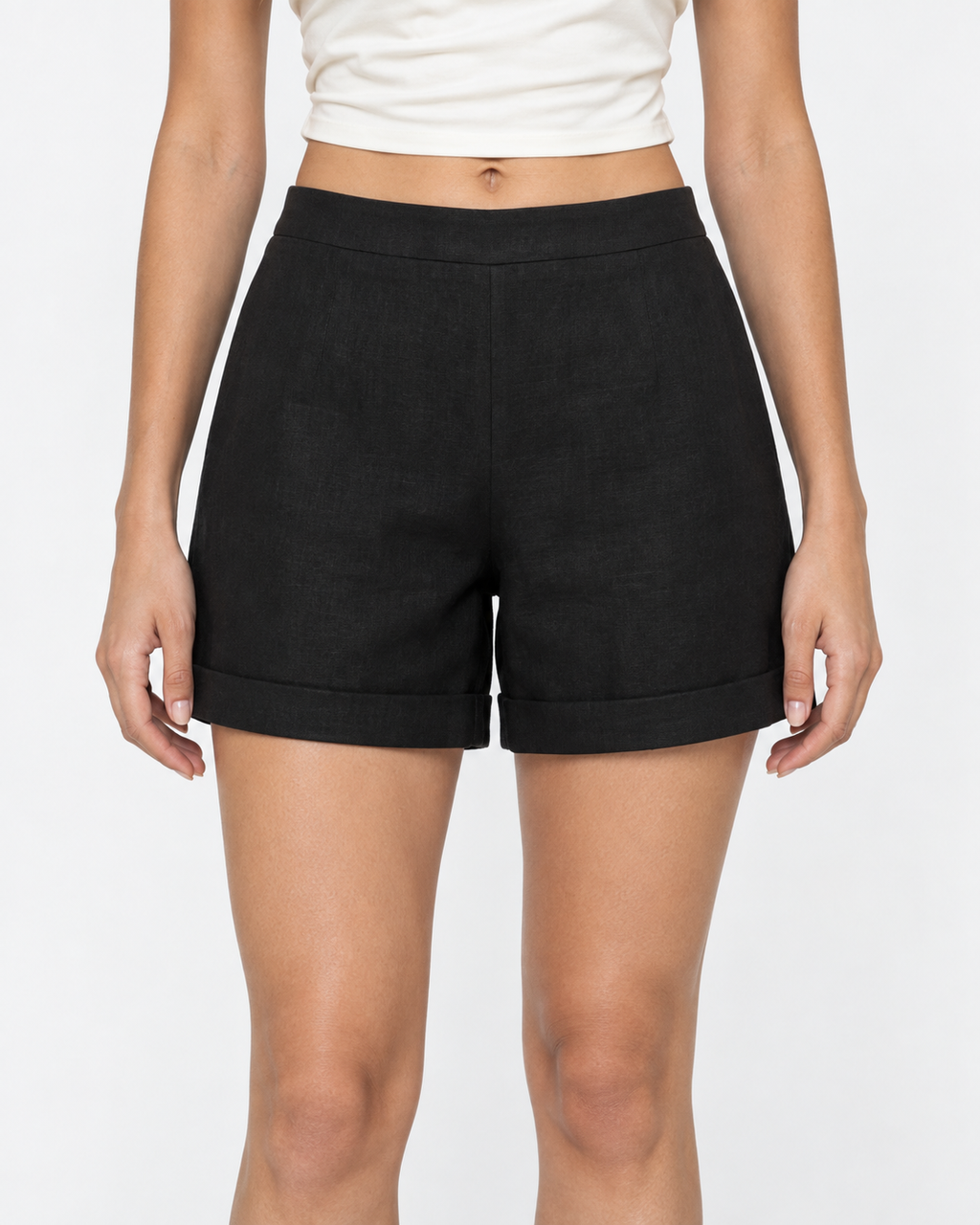 Short de lino negro Amapola