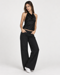 Blusa negra satinada halter espalda descubierta Laura | MQM