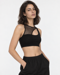 Crop top negro de malla con espalda cruzada Enchel | MQM
