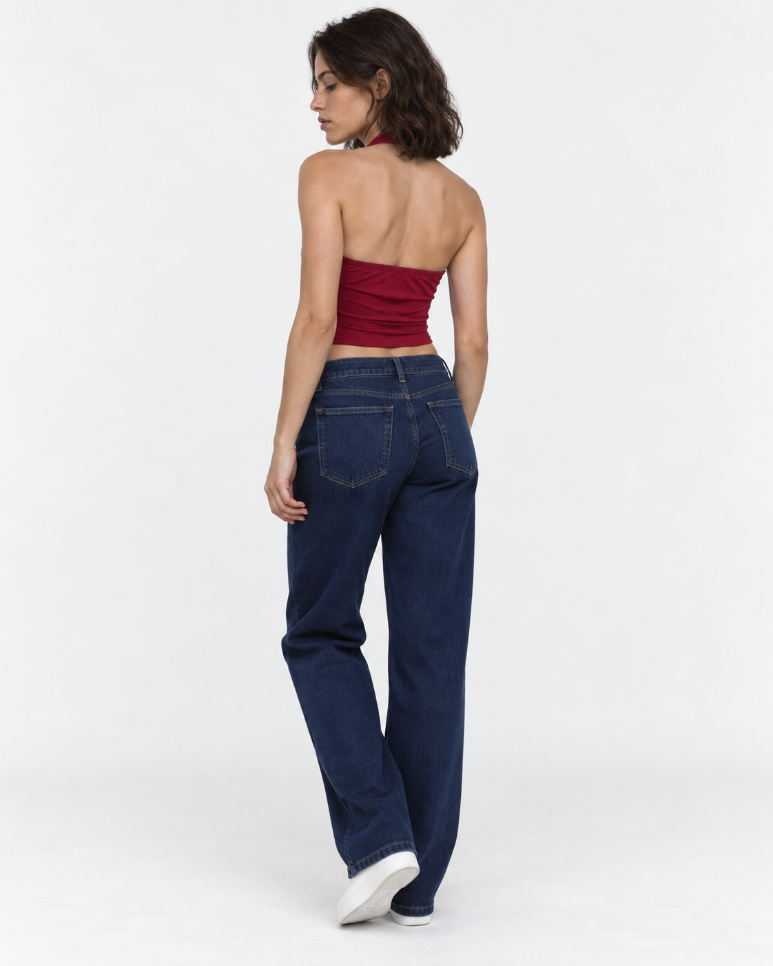 Crop top halter burdeo drapeado Singapur | MQM