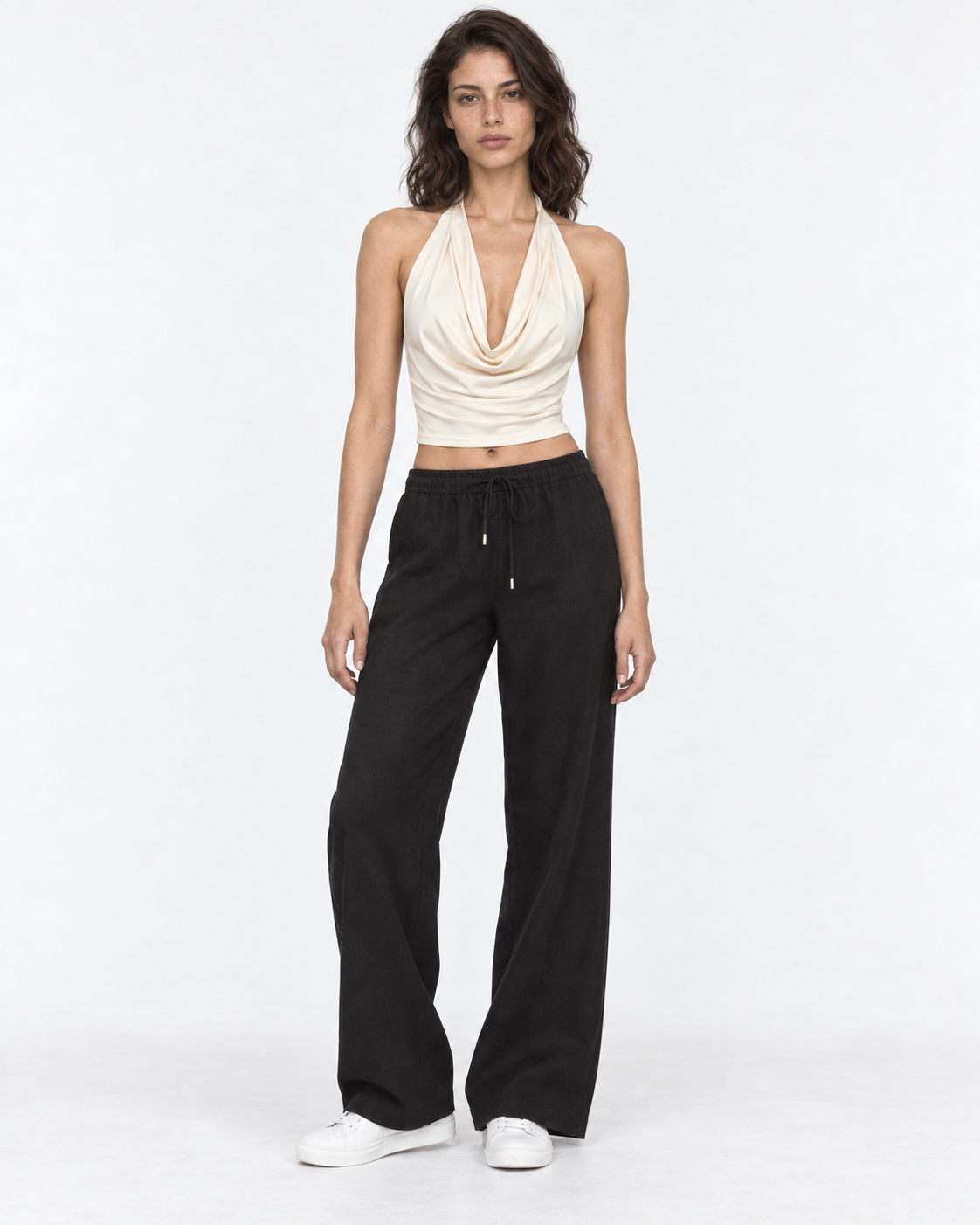 Crop top crudo drapeado halter Irene