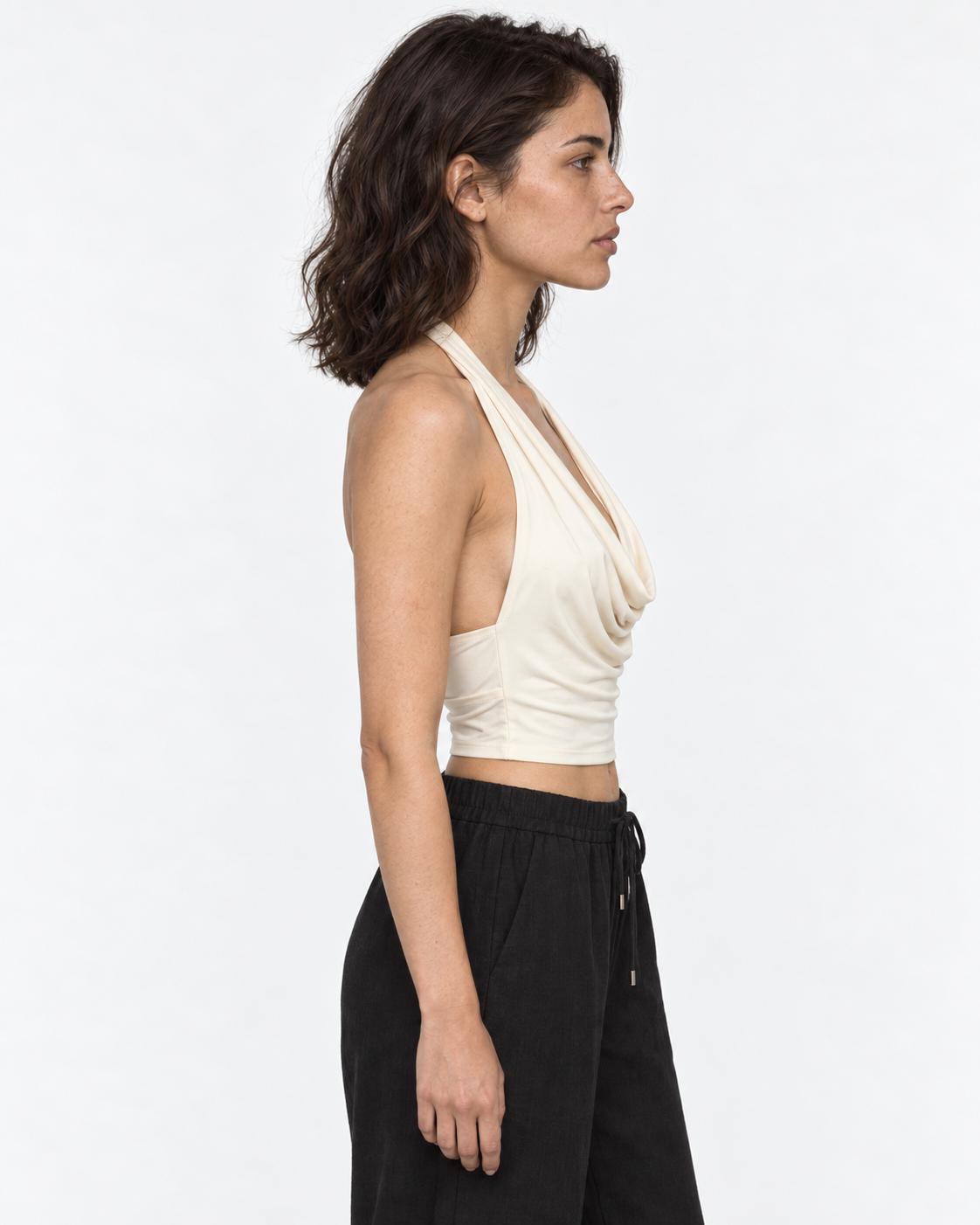 Crop top crudo drapeado halter Irene