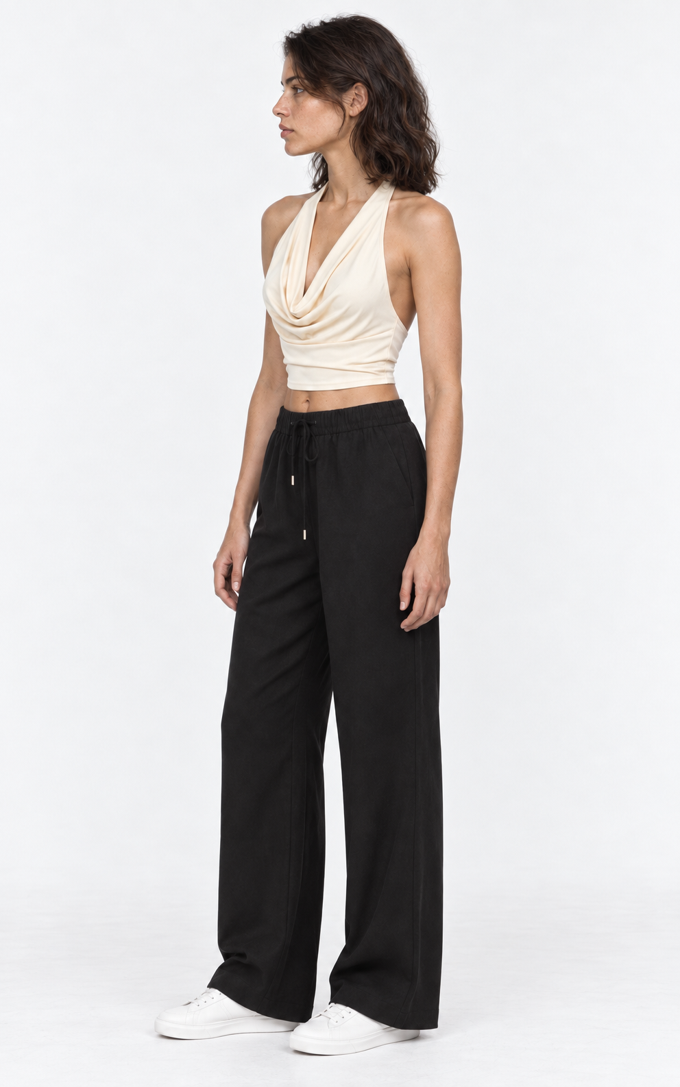 Crop top crudo drapeado halter Irene