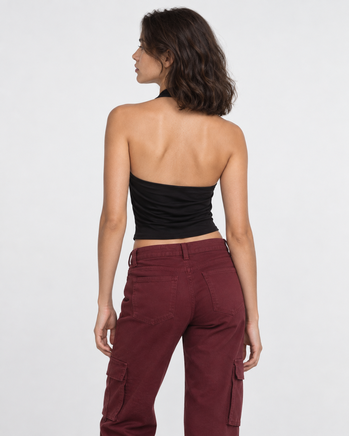 Crop top negro drapeado sin mangas Irene | MQM