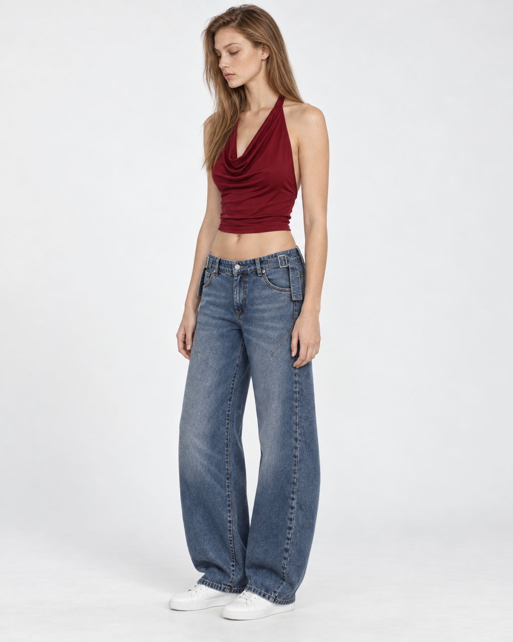 Jeans Balloon azul, tres cuartos