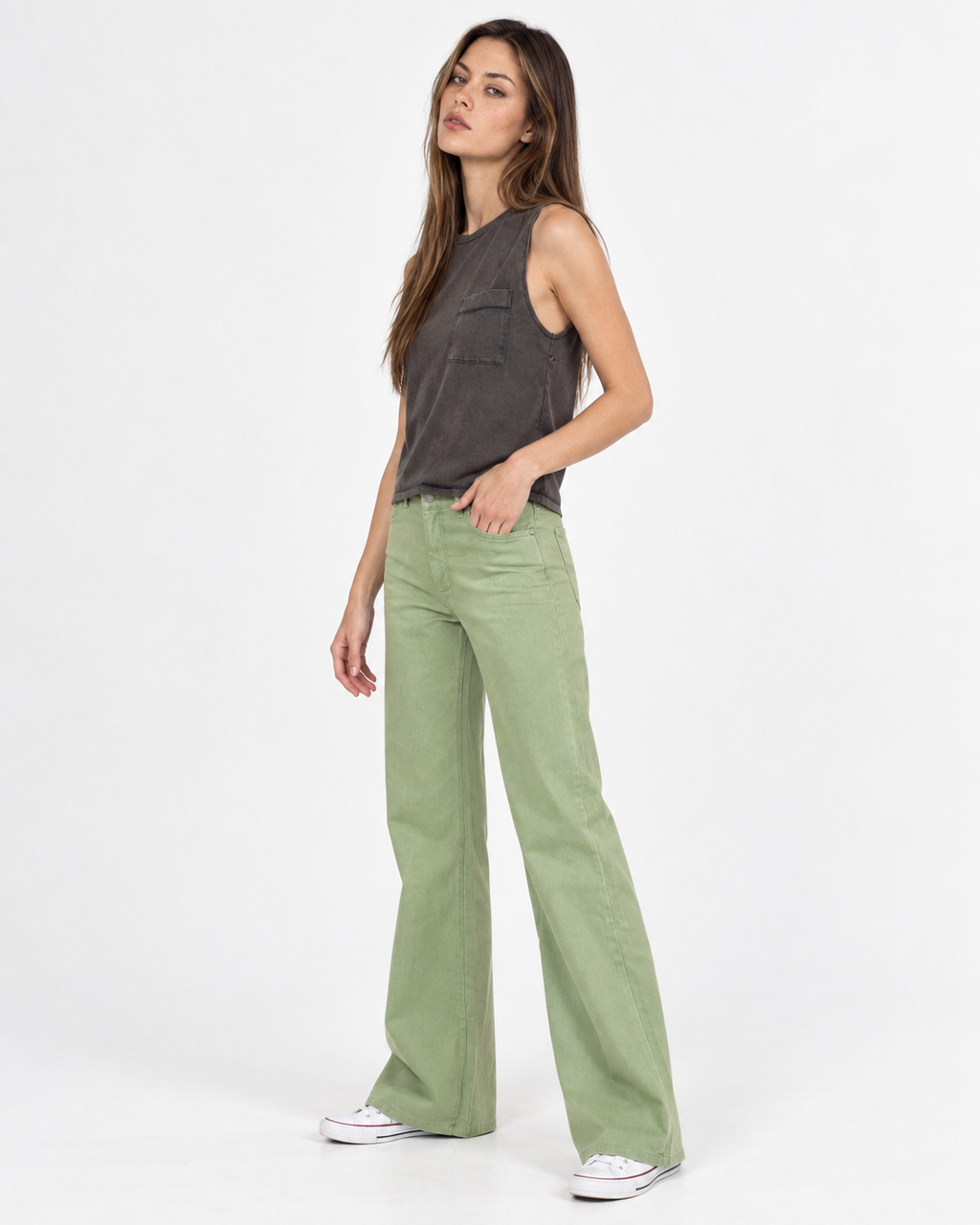 Pantalón verde tiza con bolsillos | MQM