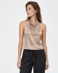 Blusa Mujer Beige Halter Satín Espalda | Laura