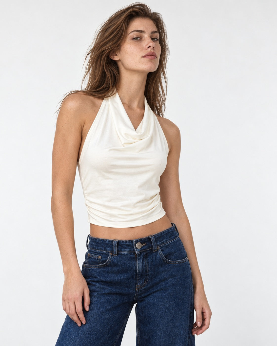 Crop top halter crudo drapeado Singapur