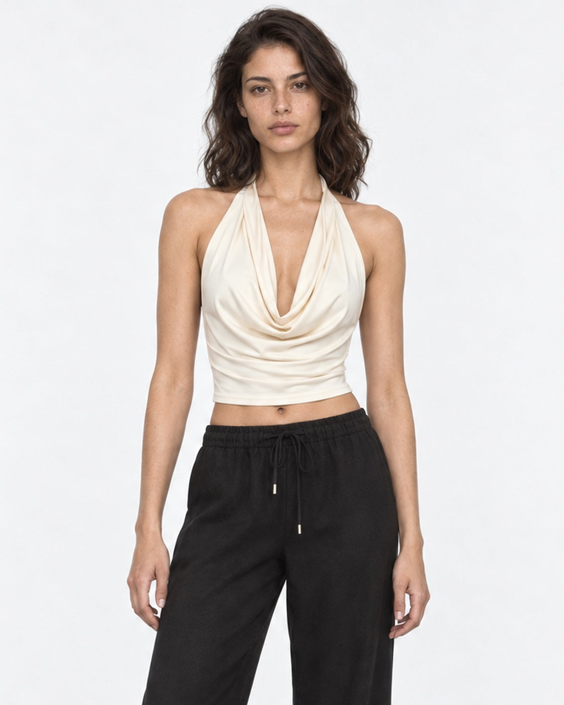 Crop top crudo drapeado halter Irene