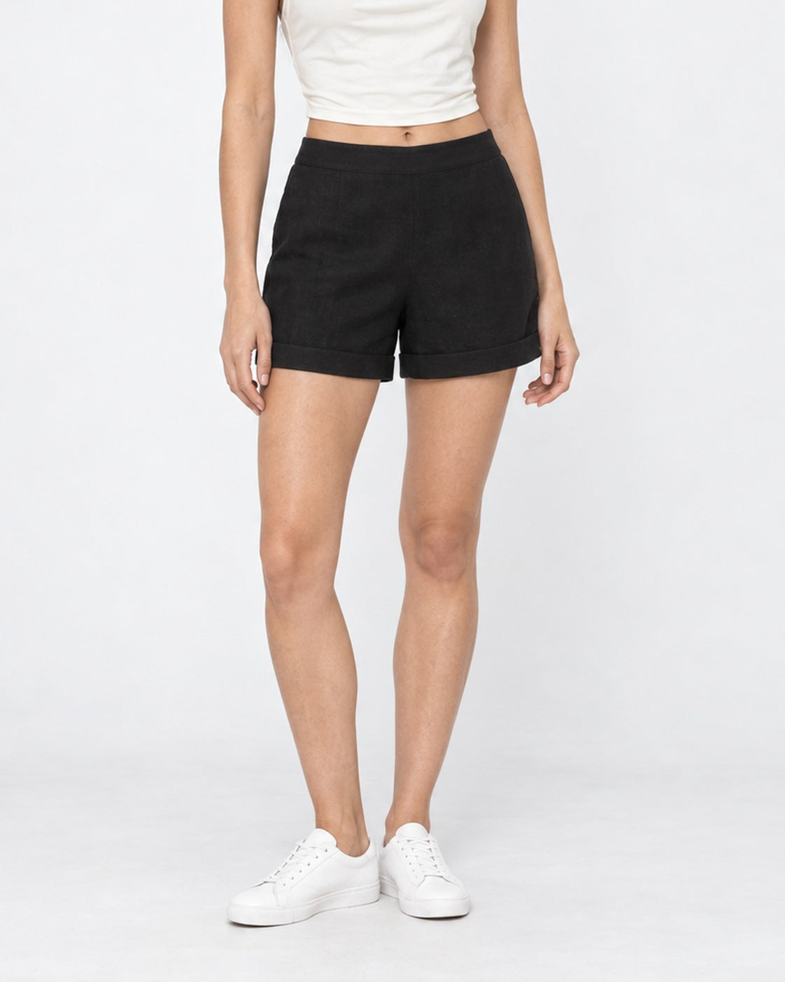 Short de lino negro Amapola