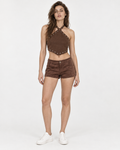 Short de gamuza café, frente