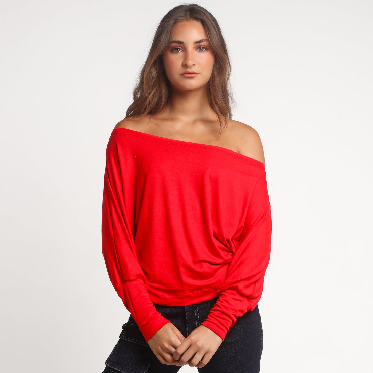 Polera Roja Mujer Manga Larga Off Shoulder | Sandra - MQM