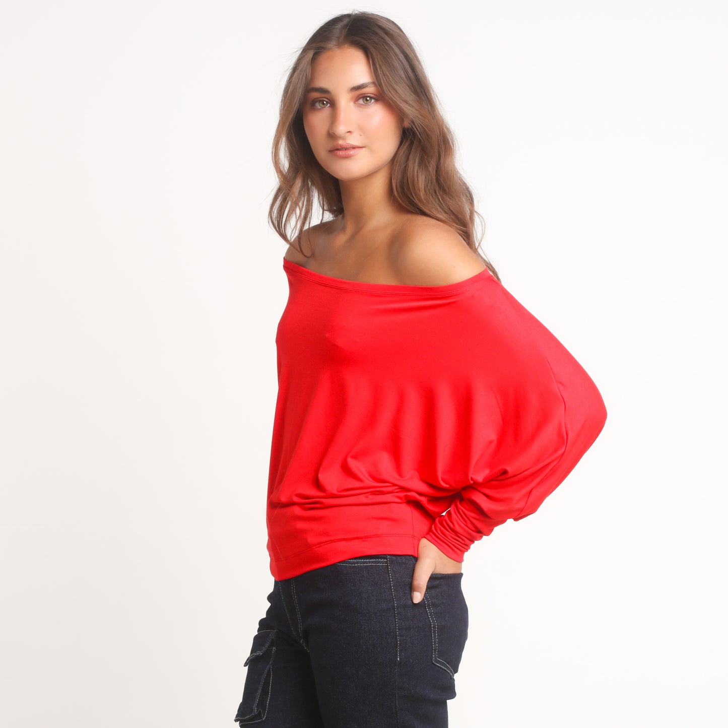 Polera Roja Mujer Manga Larga Off Shoulder | Sandra - MQM