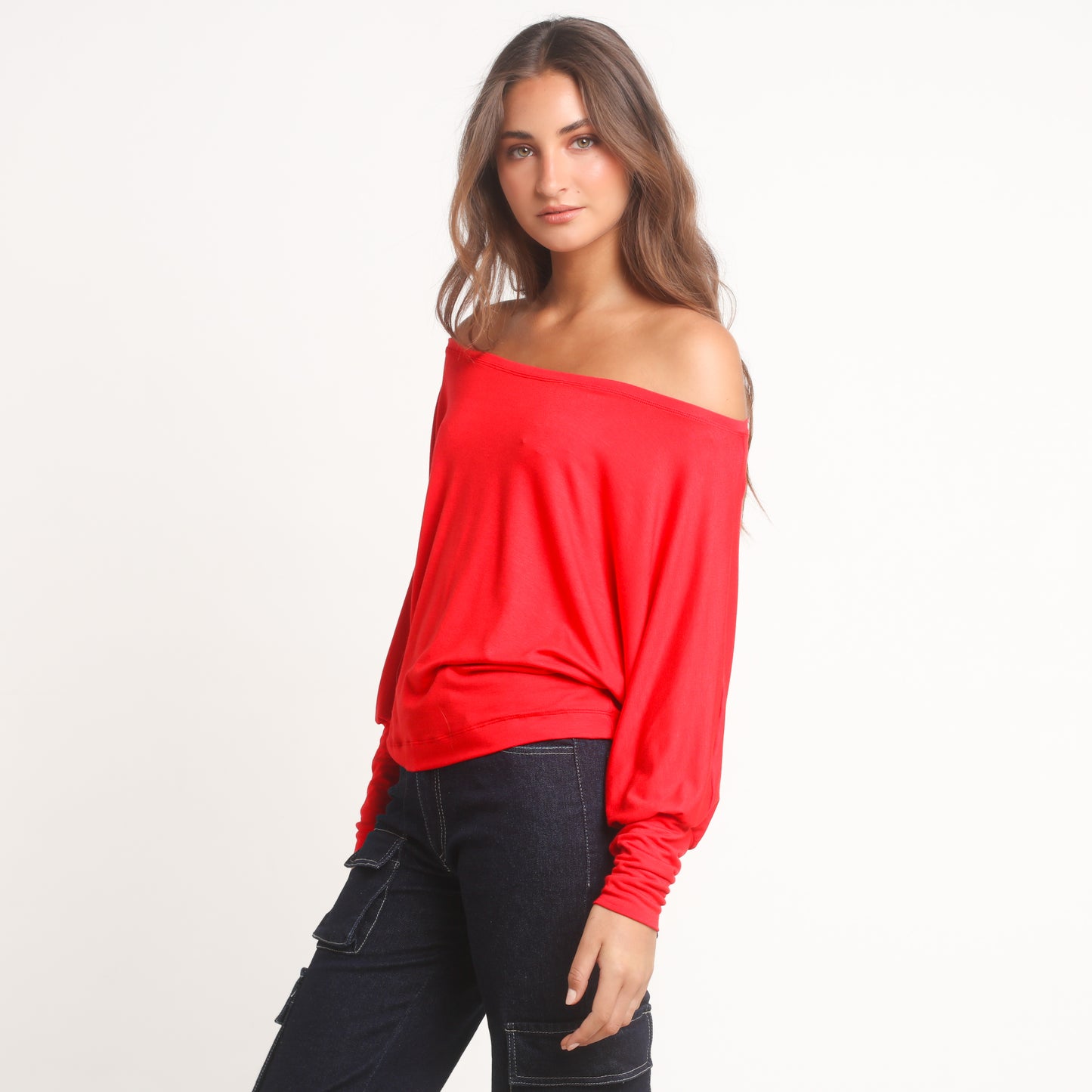 Polera Roja Mujer Manga Larga Off Shoulder | Sandra - MQM