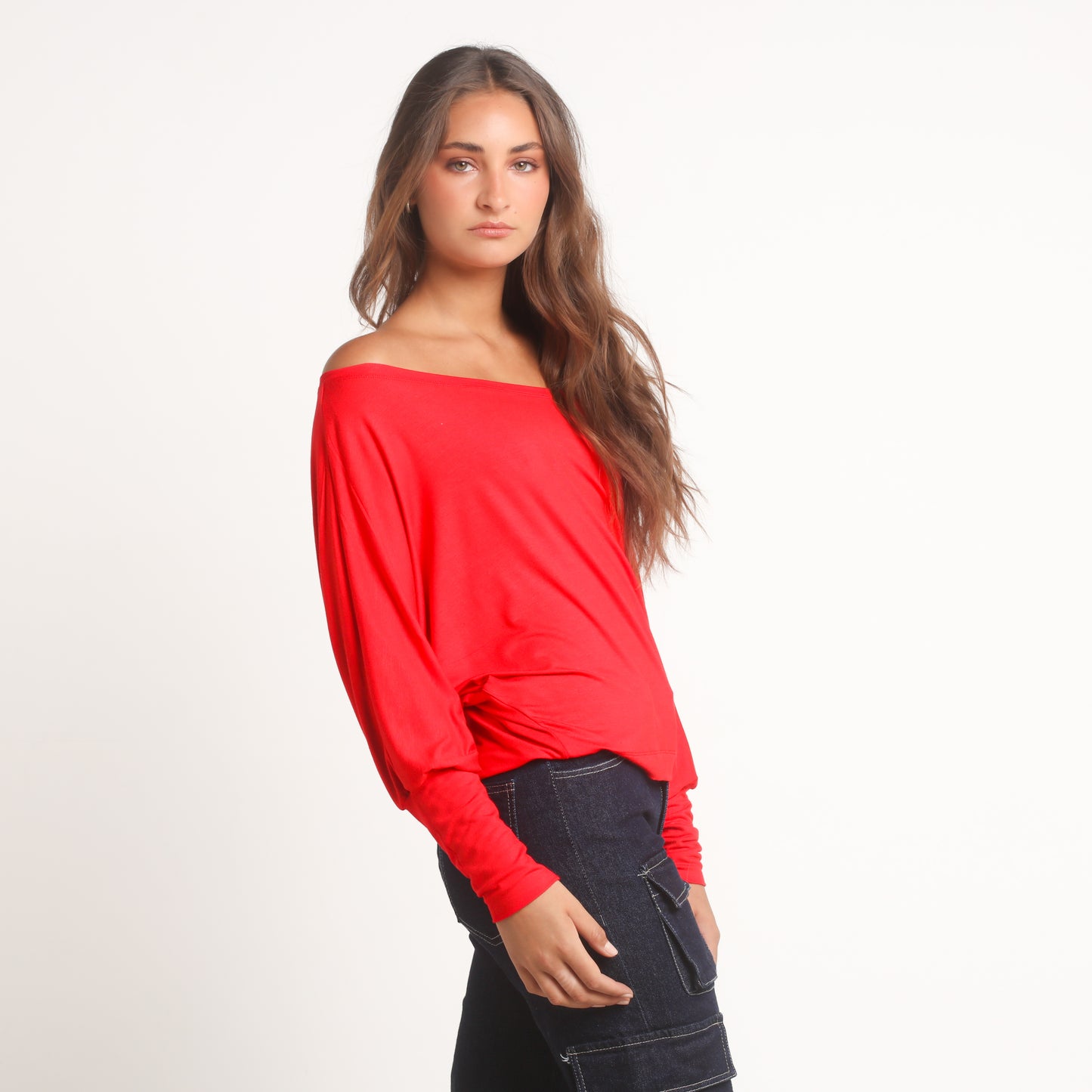 Polera Roja Mujer Manga Larga Off Shoulder | Sandra - MQM