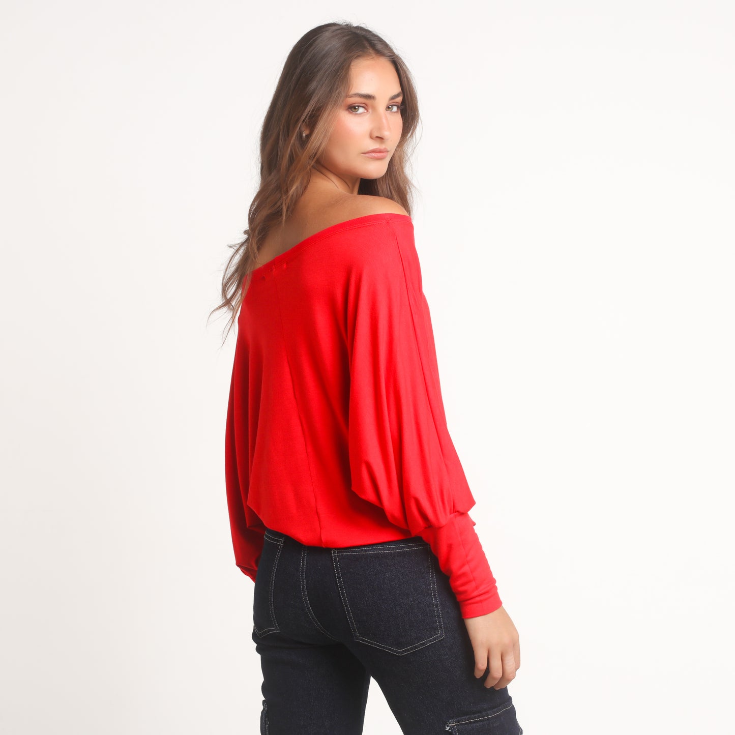 Polera Roja Mujer Manga Larga Off Shoulder | Sandra - MQM