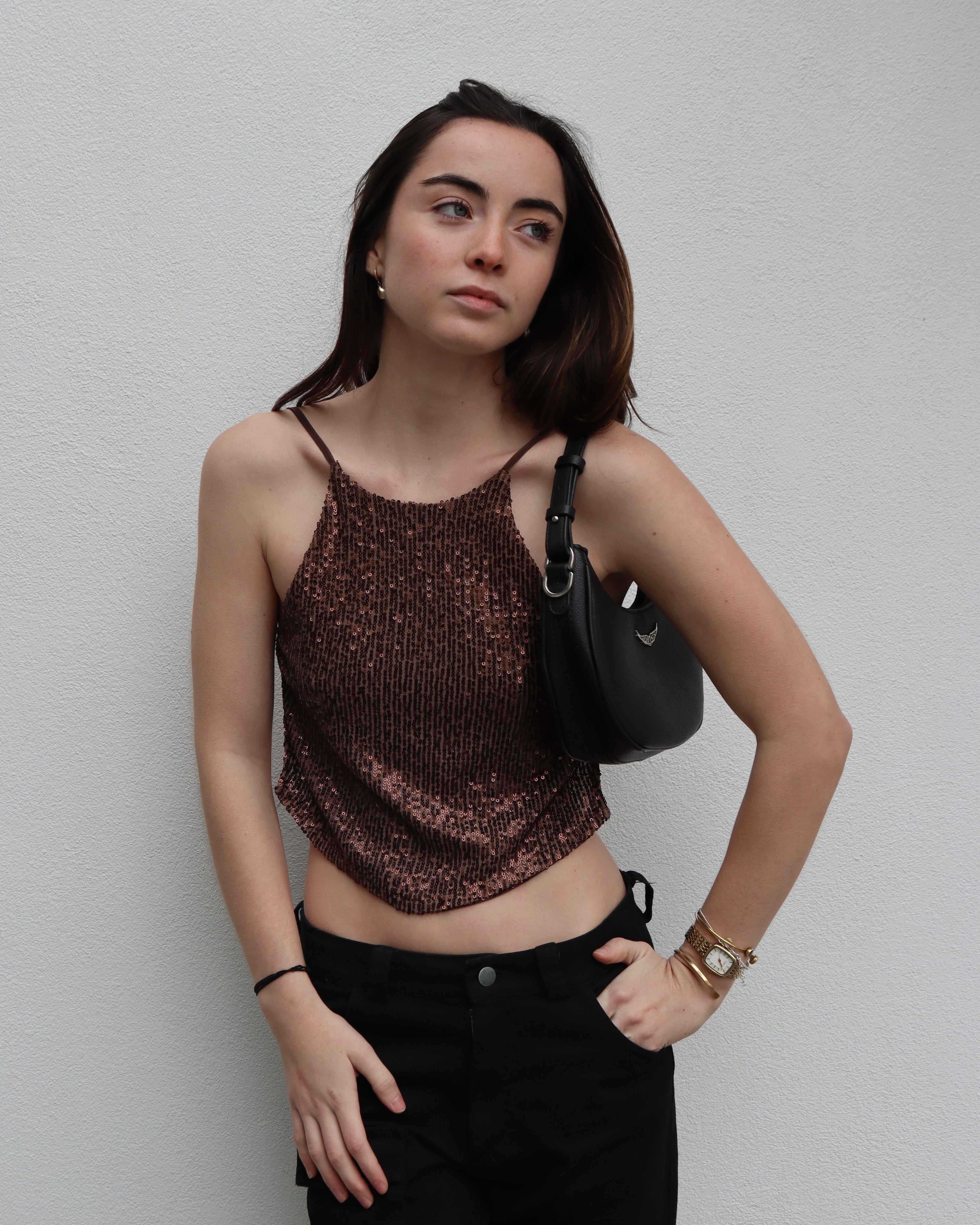 Crop Top Lentejuelas Cafe | Ibiza - MQM