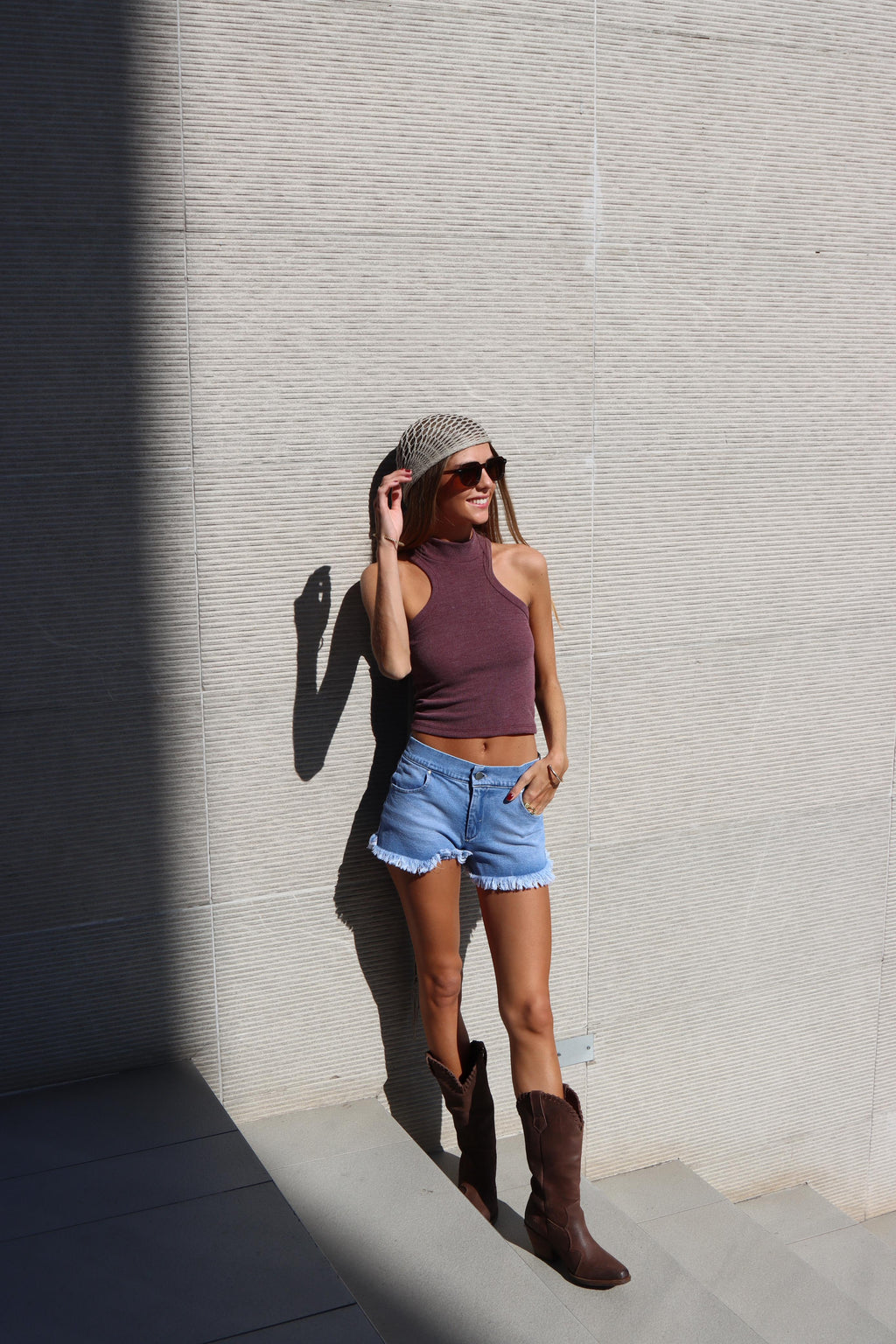 Crop Burdeo Acanalado